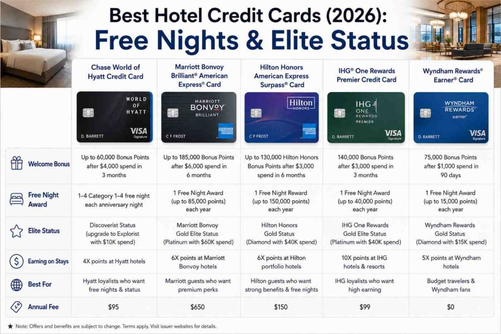 Best hotel credit cards 100kb (2026)